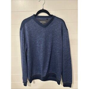 Pebble Beach Men's V-Neck Sweater in Navy Heather with Dark Trim